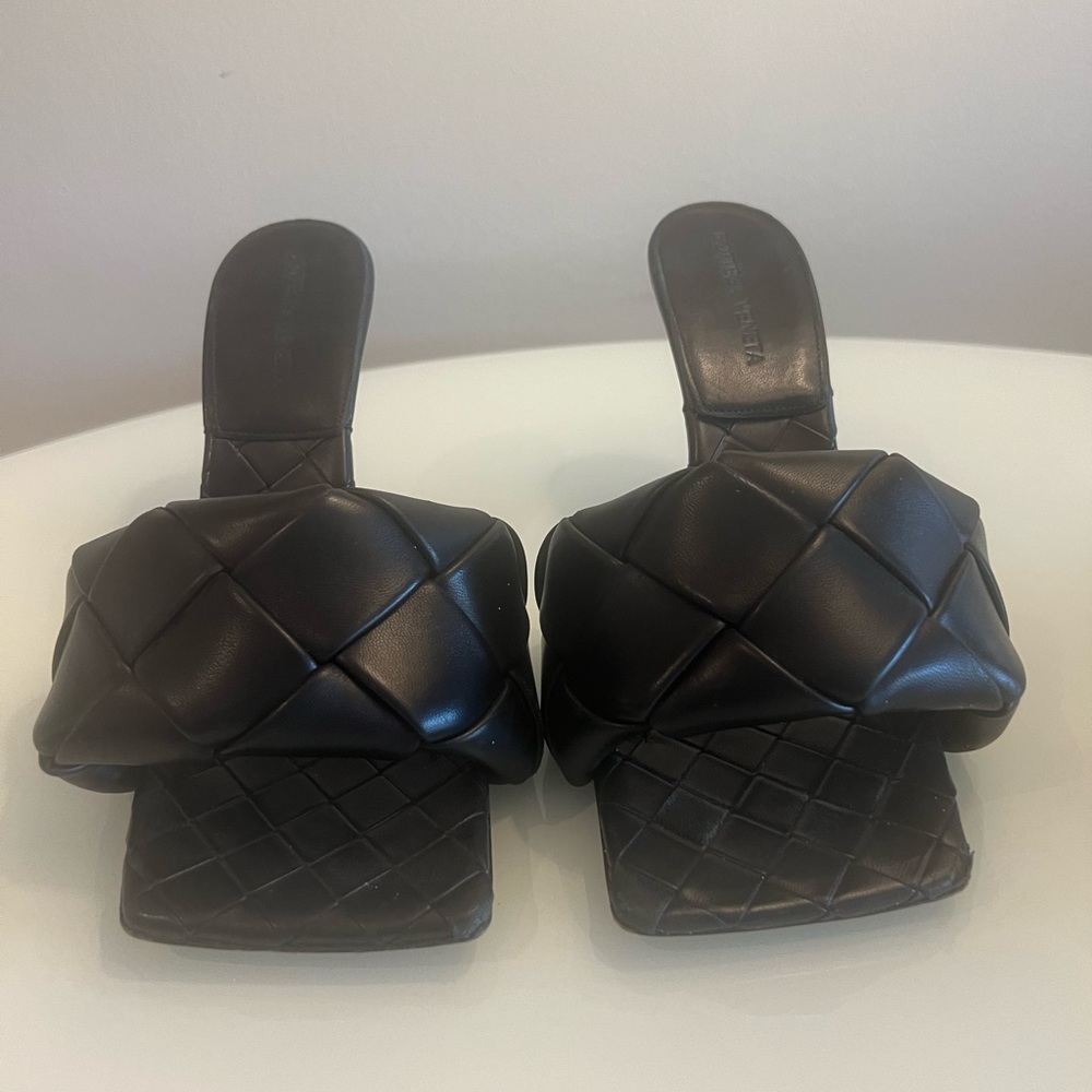 Bottega Women's Black Quilted Heeled Mules - Picture 2 of 3